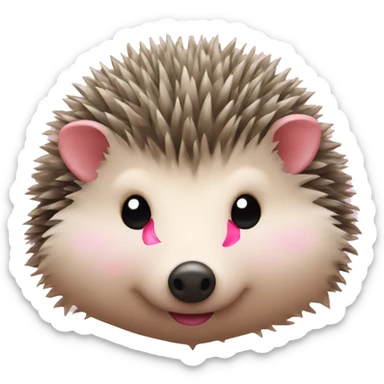 a hedgehog with pink ribbon and pink nose sticker