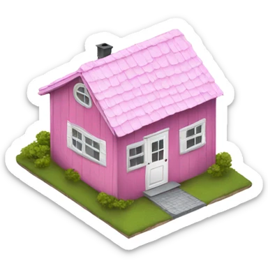Small pink shack white roof sticker