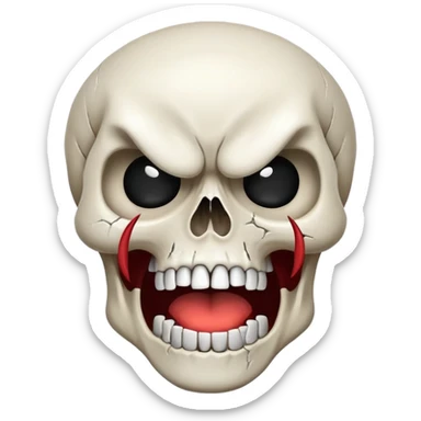 screaming crying laughing skull with angry eyebrows sticker