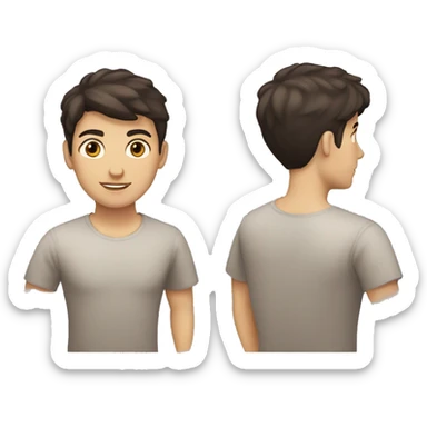 man , with a short dark brown hair , and brown eyes , and light skin with laptop sticker