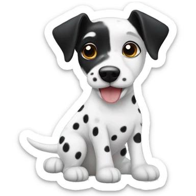 A small black and white Jack Russell Dalmatian dog sticker