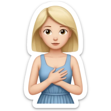 the woman holds one hand on her chest and the other on her stomach sticker