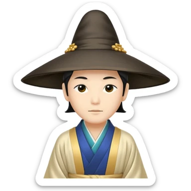 Japanese Court Lord Elegant noble in long robes with tall hat
 sticker
