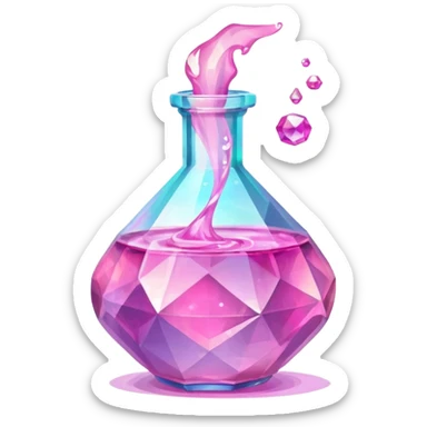 pink Magic Fantasy Potion, Glass Low Poly sticker