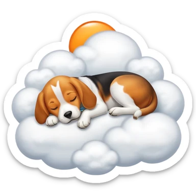 Beagle dog with Orange necklace sleeping in cloud sticker