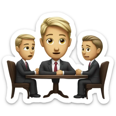 business people sitting around a table looking unhappy sticker