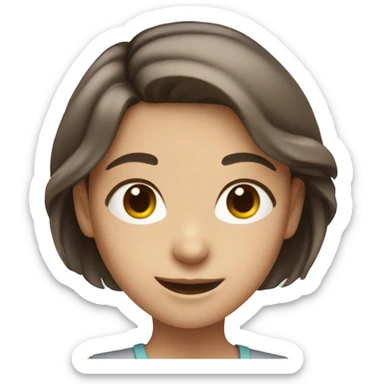 smiling girl with brown hair and grey eyes sticker