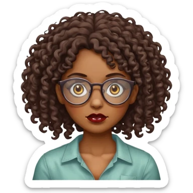 Faz uma zombie feminina parda, muito bonita, cabelo cacheado, óculos de grau e olhos castanhos sticker