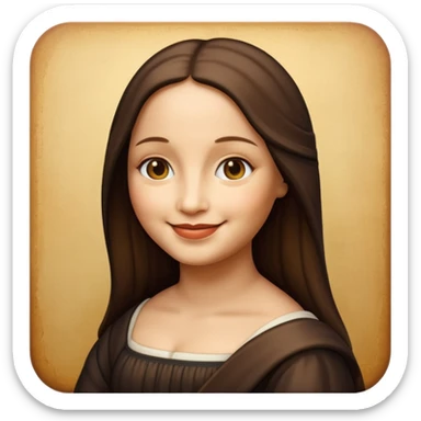 Mona Lisa, iconic smile, apple emoji style sticker