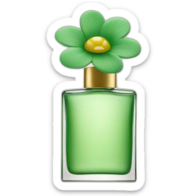 Parfume bottle green flower pink sticker