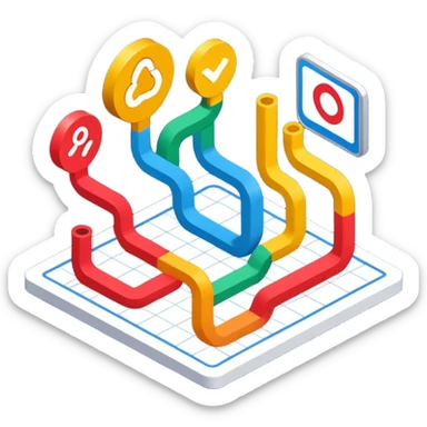 isometric image of workflow process creation sticker