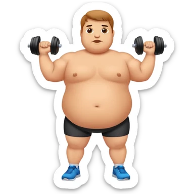 A fat person exercising with dumbbells sticker