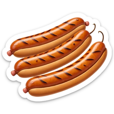 Single grilled sausage on a plain white background sticker