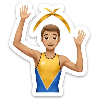 high jumper with arms raised in victory, after the jump sticker