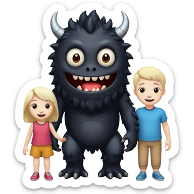 do me a black monster with kids around him sticker
