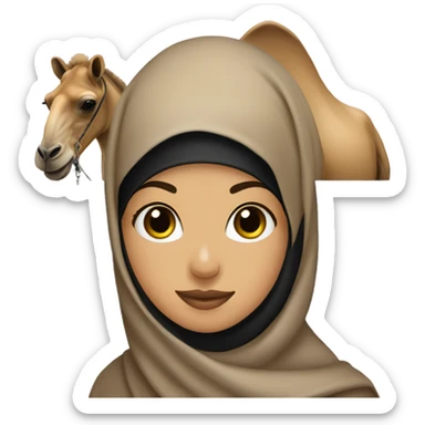 Hijab girl with camel that wears black mask sticker