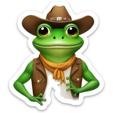 Cowboy frog sticker