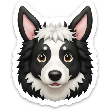 A black and white border collie with cow's horns. sticker