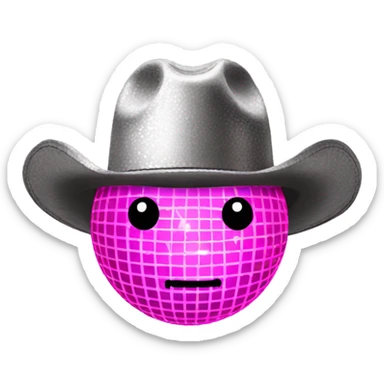 disco ball with a pink cowboy hat sticker