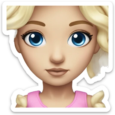 ocean blue doll eyes, blonde hair, feminine, pink, girl, angelic sticker