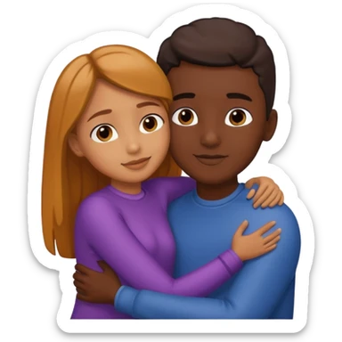 carmel girl and tall darkskin boy hugging  sticker