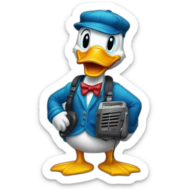 Donald the Duck doing radio sticker
