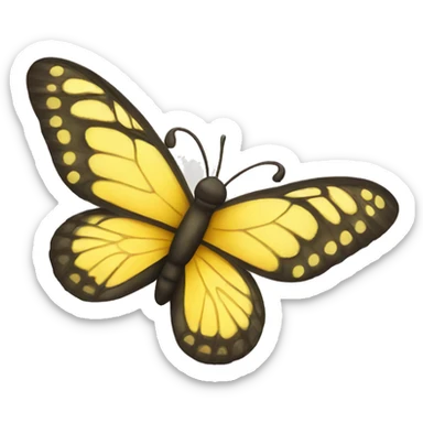 yellow butterfly flying sticker
