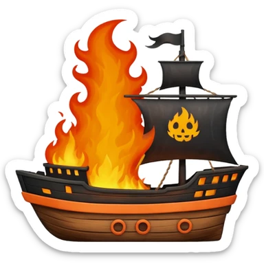 un barco quemandose sticker