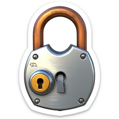 Digital glitch art style emoji, corrupted padlock sticker