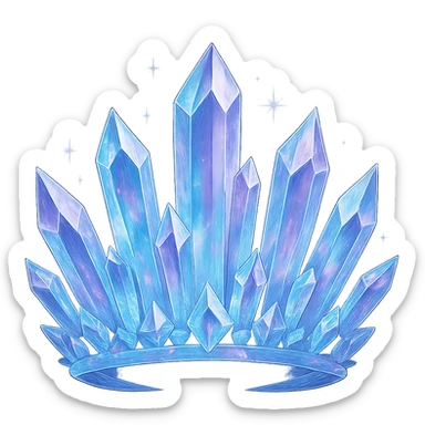 crystal crown made of translucent blue and purple gems, sparkling and magical sticker