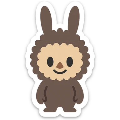 Labubu character as a flat color icon, simple shapes, minimal shading sticker