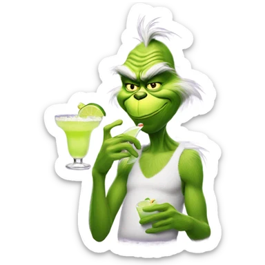 the grinch drinking a margarita sticker