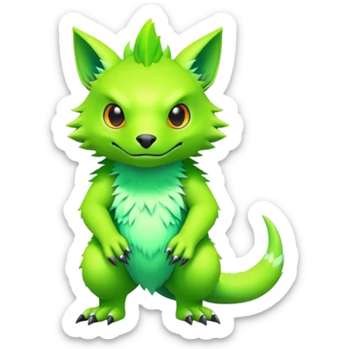 Tropical pastel dark bright vibrant futuristic lush warm-colored neon Fakémon-Vernid-Digimon-creature sticker