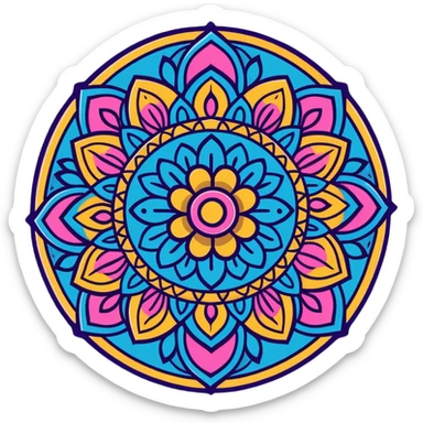 mandala with floral and bead detailing sticker