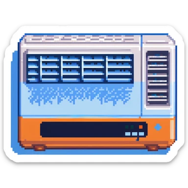 Pixelated window air conditioner with cool blue air effect sticker