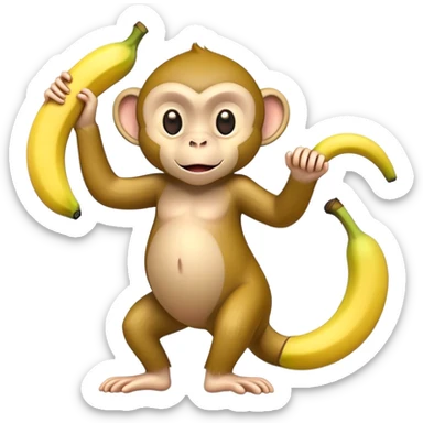 Un mono que tenga cuerpo y forma de un platano sticker