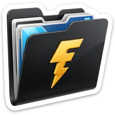 black folder flash file with a finance company logo
 sticker