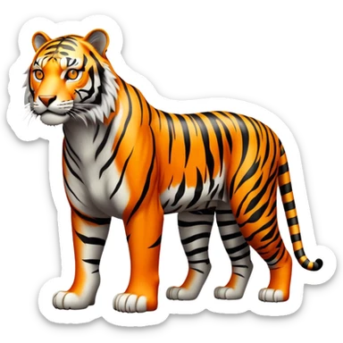 cinematic-tiger-realistic-full-body-standing,-massive-striped-frame-exuding-power-and-grace,-bold-orange-fur-with-thick-black-stripes,-head-tilted-dramatically,-piercing-yellow-eyes-focused-intensely,-simplified-yet-realistic-focused-features,-highly-detailed,-glowing-with-an-almost-sarcastic-glow sticker