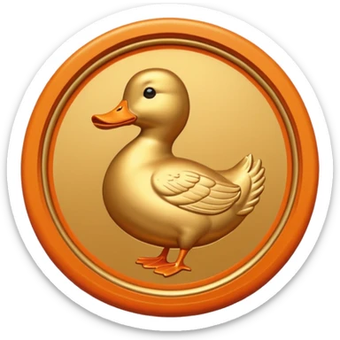 Wax Seal of approval with orange duck   sticker