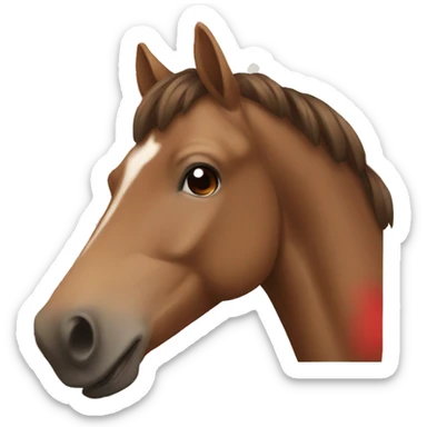 brown horse with a red bow  sticker