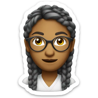 rapariga olhos azuis, cabelo ruivo aloirado, usa oculos redondos, pele branca, é engenheira informatica, avatar 3D sticker