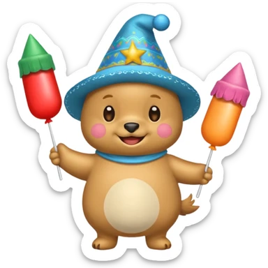 changuito tierno con overol en una fiesta sticker