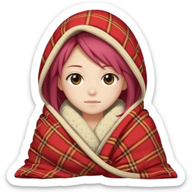 Kaoruko chilling on mobile cover in blanket sticker