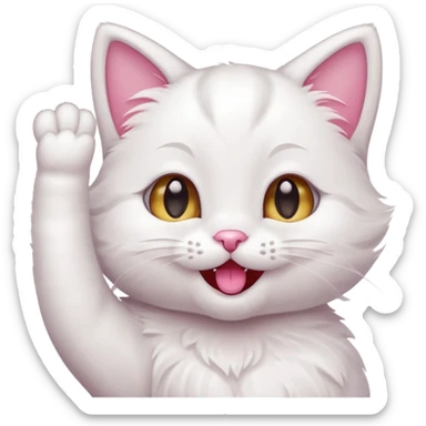 Cute kitty winking and waving and having a good time sticker