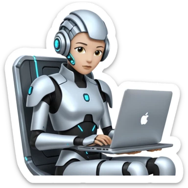 cyber punk holding laptop sticker