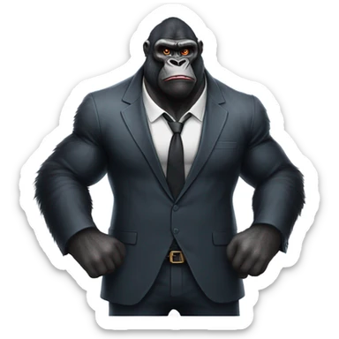 beautiful tall and muscular gorilla with a mafia outfit  sticker
