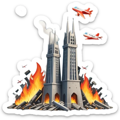 Two towers and a plane crashing on one of them sticker