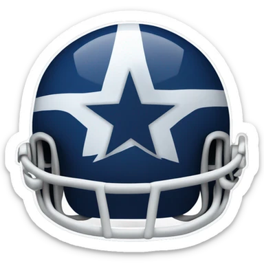 Football helmet that is dark blue with a white stripe down the middle and a star logo on the side sticker