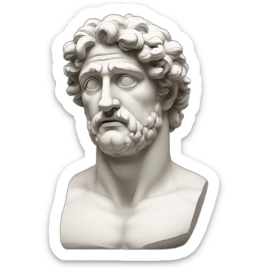 Greek man sculpture from half top in a thinking position  sticker