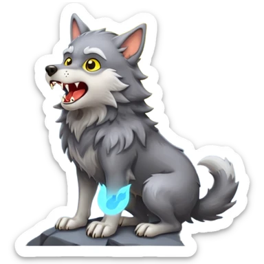 Werewolf howling at moon  cartoon -style/cute and transparent for a sticker  sticker